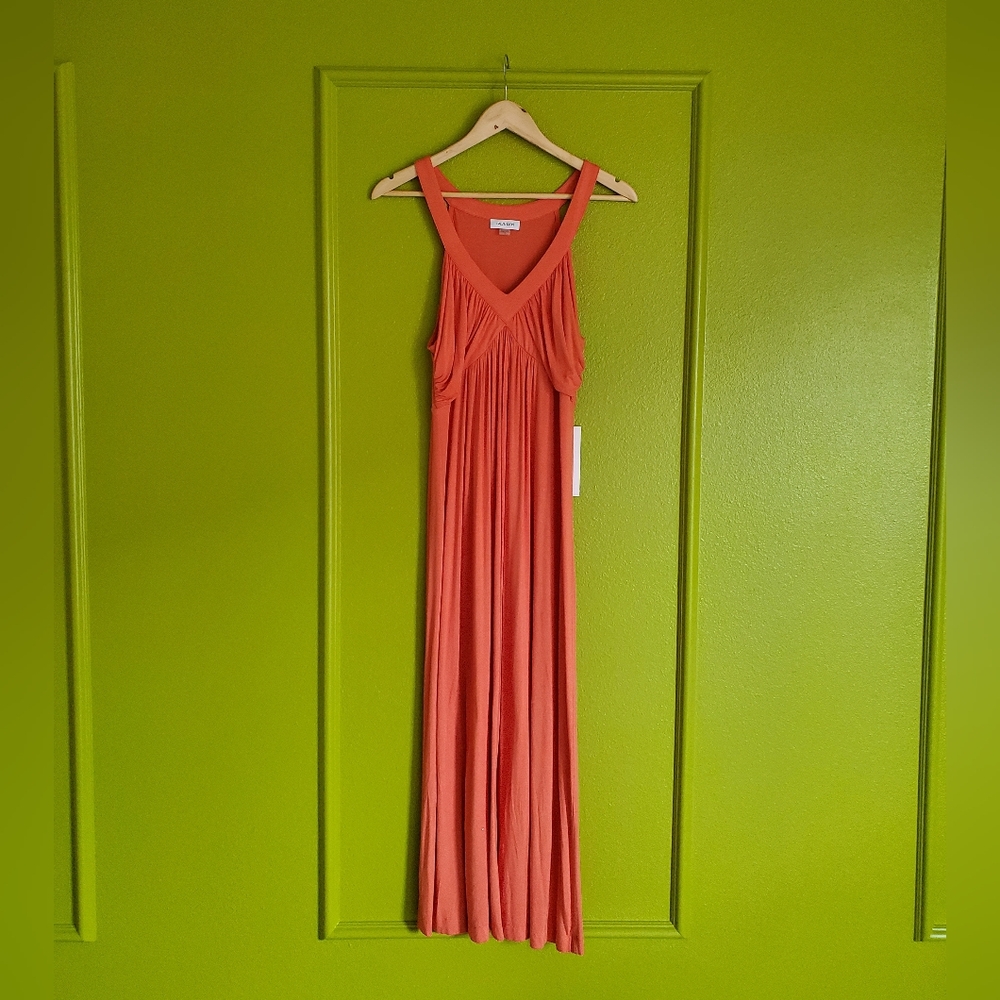🍊 NWT Calvin Klein Size 12 Knit Sleeveless Coral Maxi Dress